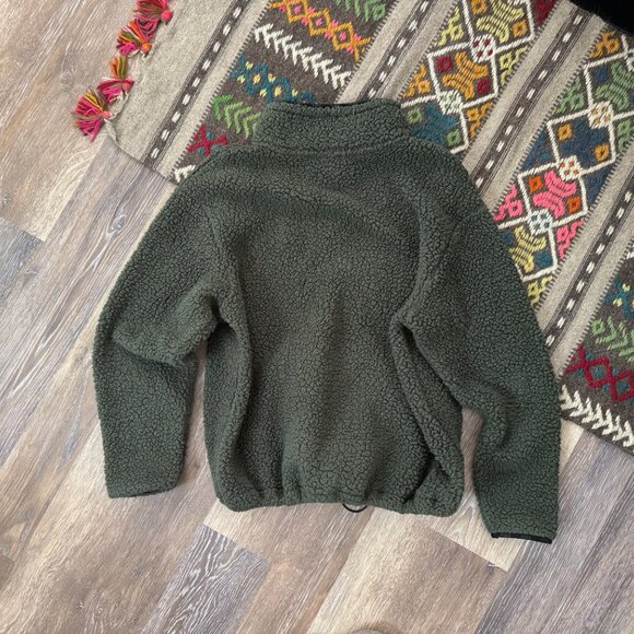 PINK Victoria's Secret Sherpa Pullover 3/4 Zip Jacket L EUC Forest Green - Picture 7 of 7